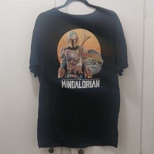 Star Wars Mandalorian Black Tee with Orange and Green Design